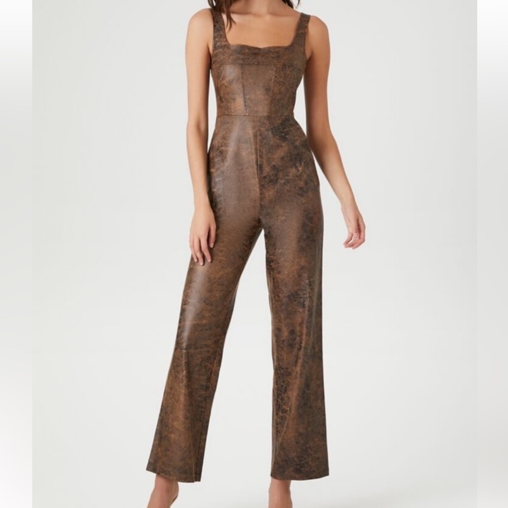 Forever21 Faux Leather Sleeveless Jumpsuit